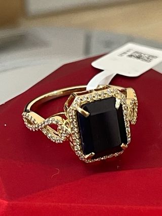 Anillo Oro 14k Zafiro  y Diamantes Nat. VS-F