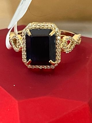 Anillo Oro 14k Zafiro  y Diamantes Nat. VS-F