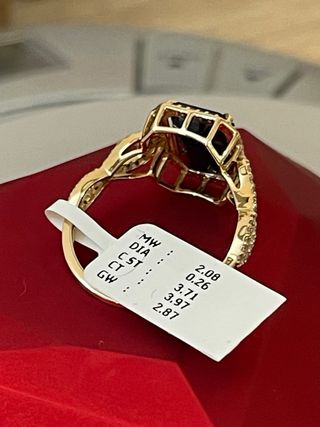Anillo Oro 14k Zafiro  y Diamantes Nat. VS-F