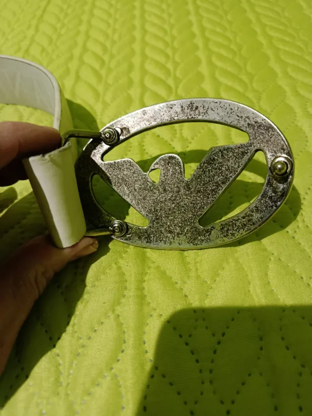 Cinturón Armani Jeans Blanco Hebilla Logo