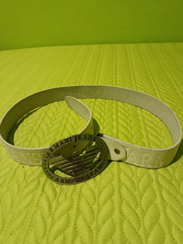 Cinturón Armani Jeans Blanco Hebilla Logo