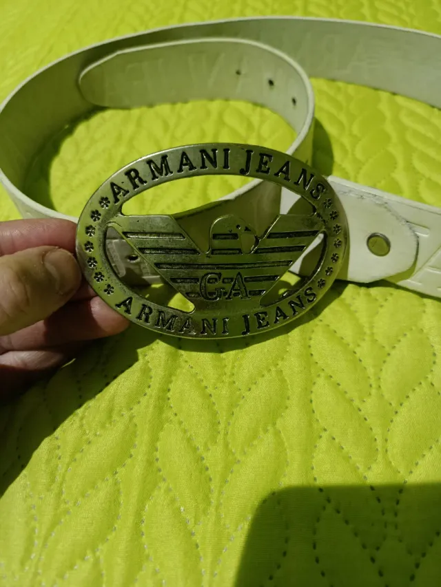 Cinturón Armani Jeans Blanco Hebilla Logo