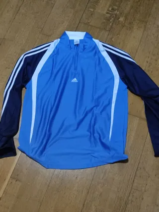 Chaqueta Adidas cremallera azul y blanca