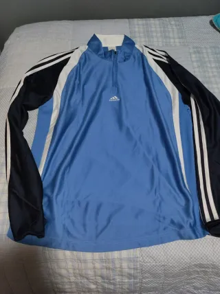 Chaqueta Adidas cremallera azul y blanca