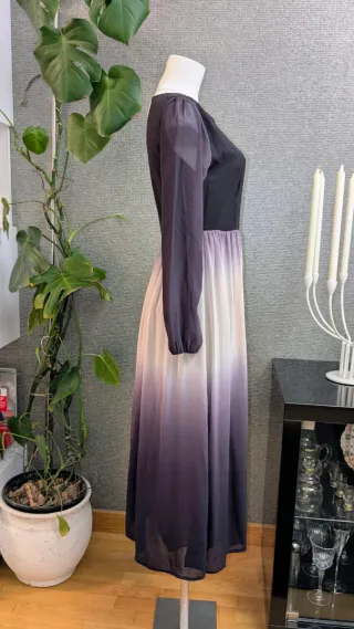 Vestido largo degradado morado y blanco