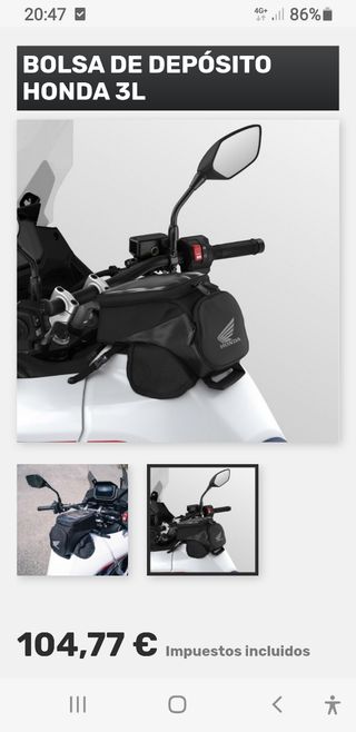 Bolsa depósito Honda Transalp 750 3L