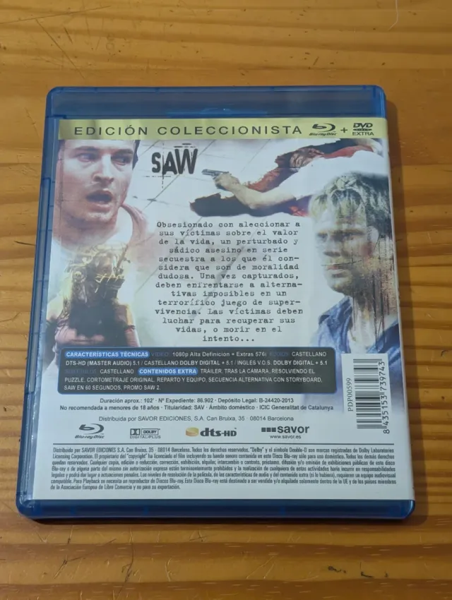 Saw Edición Coleccionista + DVD Blu-ray