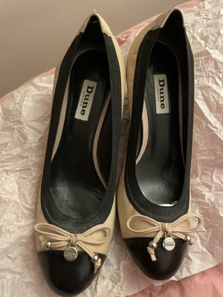 Dune London Bailarinas Beige y Negro Talla 38