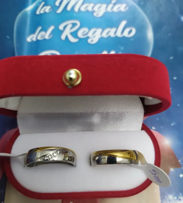 COPPIA FEDI MODELLO ONDA PLACCATE ORO E ARGENTO