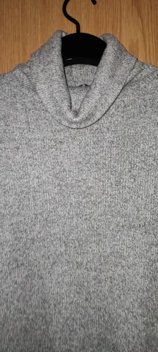 Vestido longo cinza gola alta