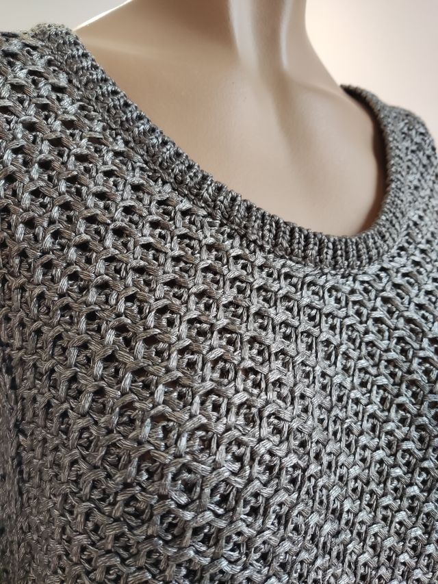 Jersey mujer tejido tipo metálico gris y plateado