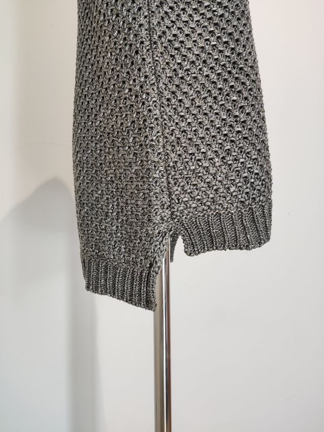 Jersey mujer tejido tipo metálico gris y plateado