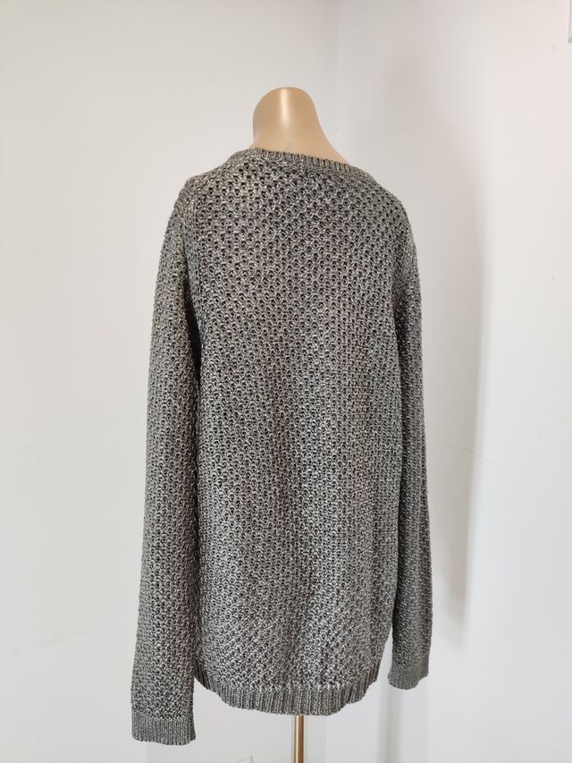 Jersey mujer tejido tipo metálico gris y plateado