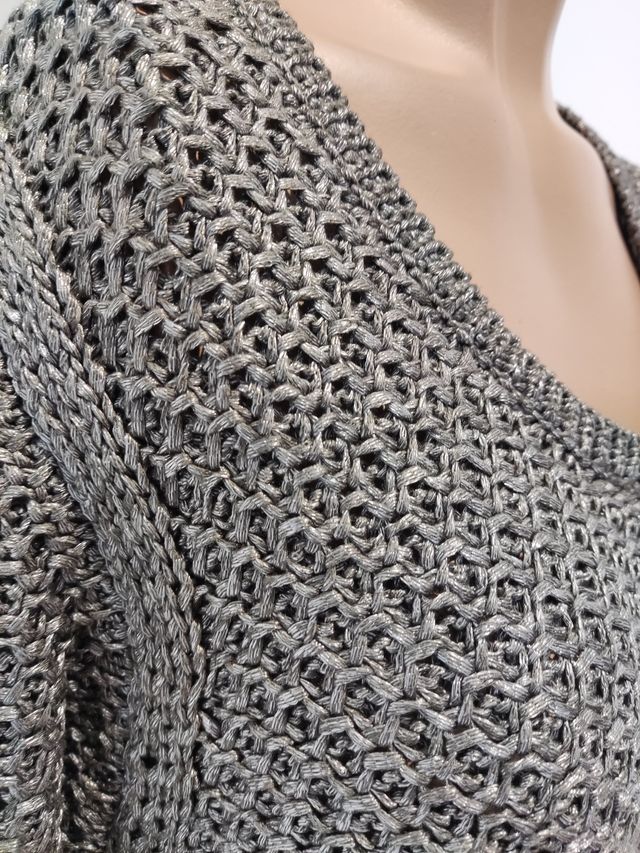 Jersey mujer tejido tipo metálico gris y plateado