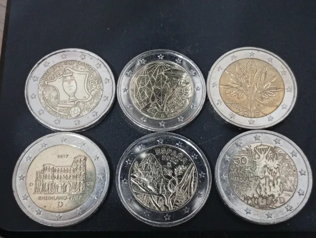6 Monete da 2 Euro di Diversi Paesi