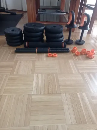 Juego de pesas y mancuernas ajustables