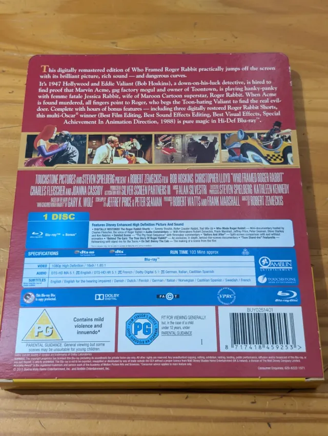 ¿Quién Engañó a Roger Rabbit? Steelbook Blu-Ray