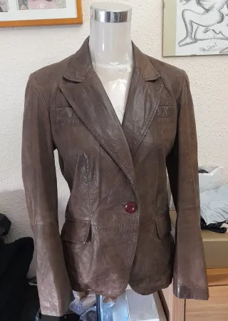 Blazer vintage cuero genuino Heeli mujer M o 38-40