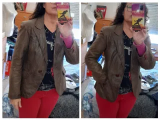 Blazer vintage cuero genuino Heeli mujer M o 38-40