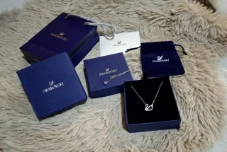 Colgante Cisne Swarovski Azul y Plateado