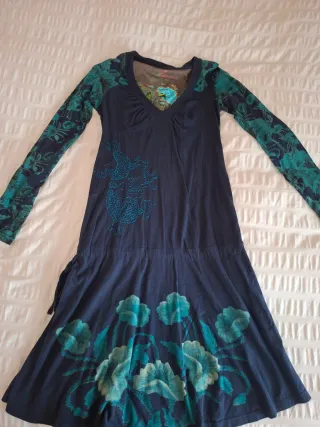 Vestido Desigual Manga Larga Algodón