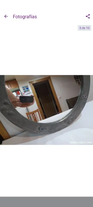 Espejo antiguo madera estaño