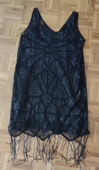 Vestido fiesta lentejuelas flecos