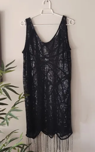 Vestido fiesta lentejuelas flecos