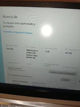 Portátil Asus Ryzen 5..