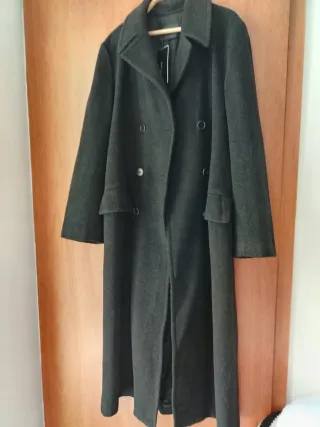 Abrigo paño Zara XL Negro