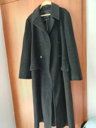 Abrigo paño Zara XL Negro