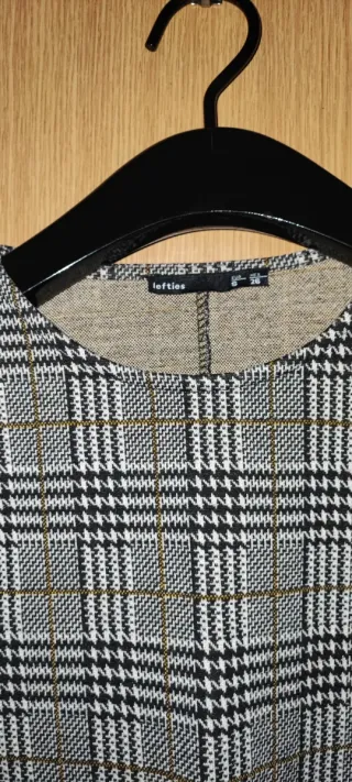 Vestido Lefties Xadrez Manga Balão