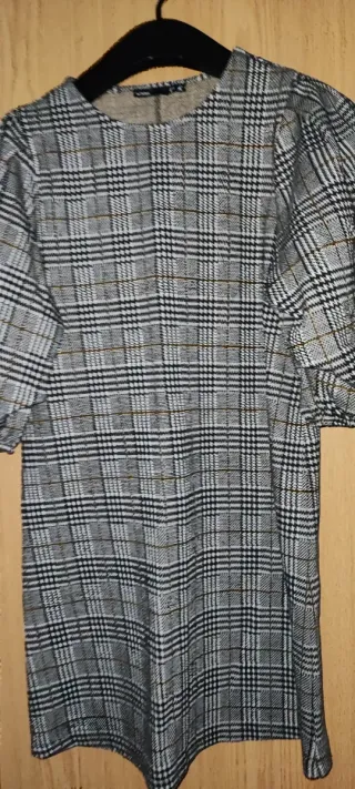 Vestido Lefties Xadrez Manga Balão