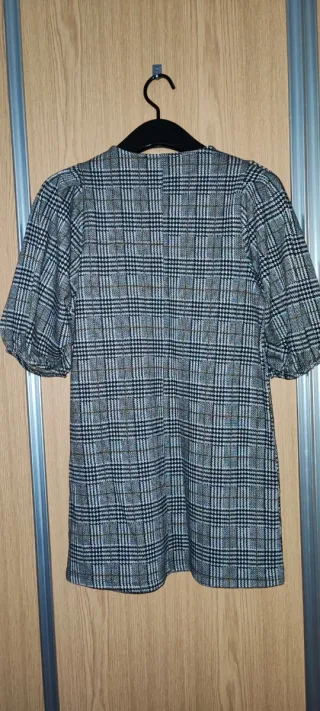 Vestido Lefties Xadrez Manga Balão