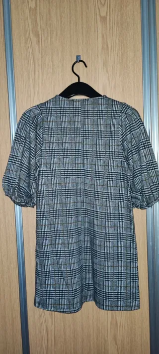 Vestido Lefties Xadrez Manga Balão