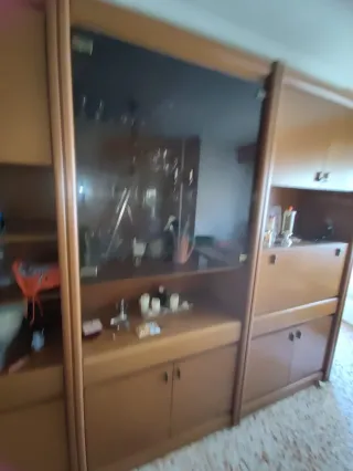 Mueble de salón vintage madera y cristal