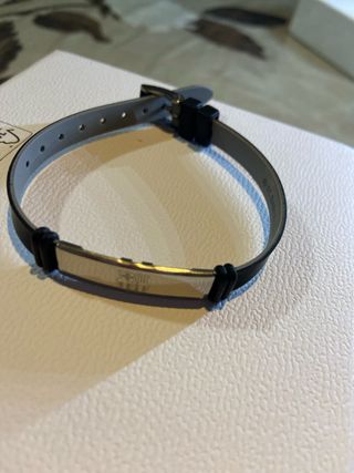 Pulsera FC Barcelona Negra y Plateada