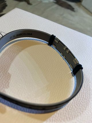 Pulsera FC Barcelona Negra y Plateada