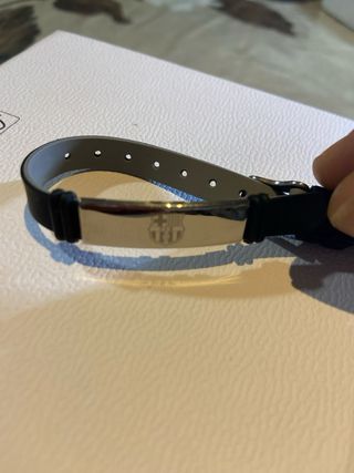 Pulsera FC Barcelona Negra y Plateada