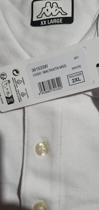Polo Kappa Uomo Taglia XXL Bianco