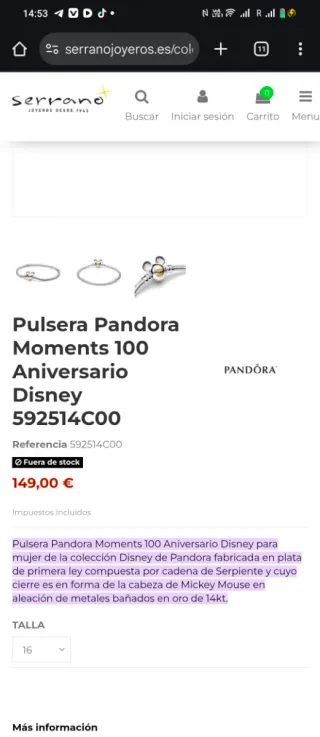 Pulsera Pandora Mickey Mouse Plata S925
