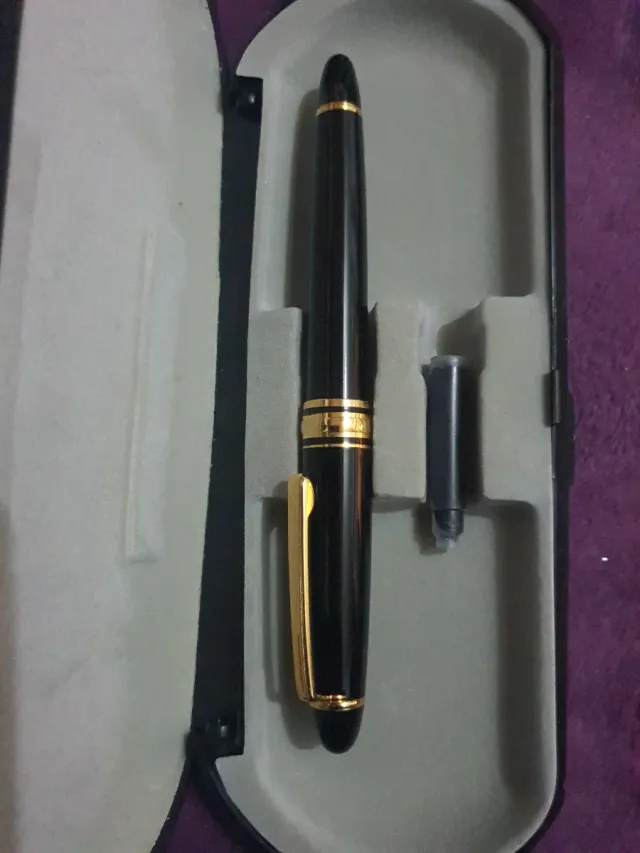 Penna stilografica nera e dorata