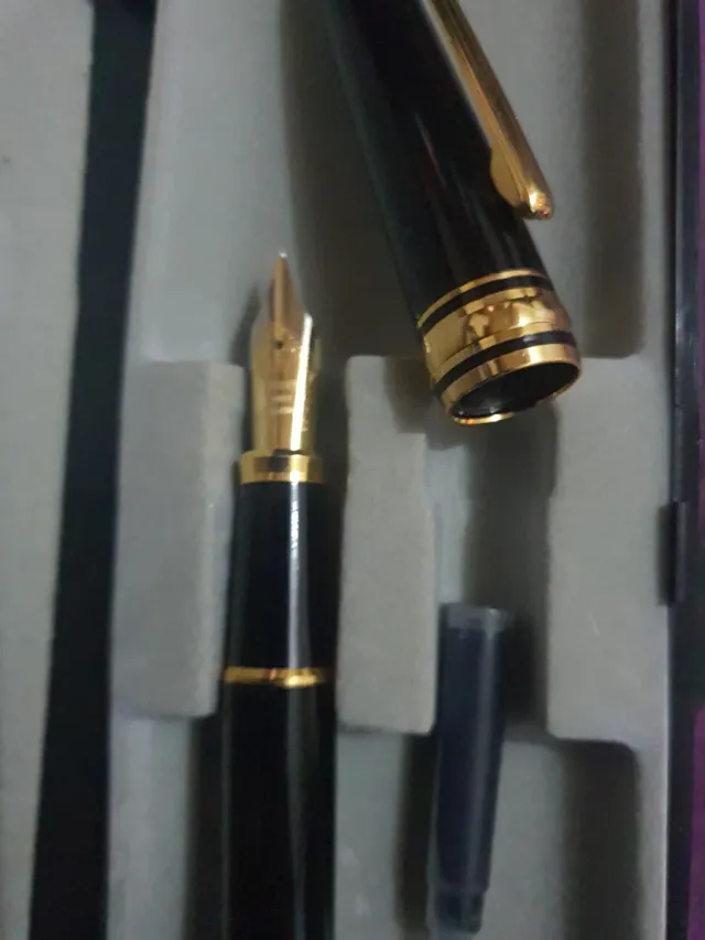 Penna stilografica nera e dorata