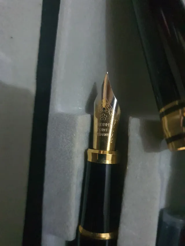 Penna stilografica nera e dorata