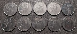 10 Monete da 100 Lire Minerva 1970-1979 Italia