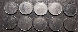 10 Monete da 100 Lire Minerva 1970-1979 Italia