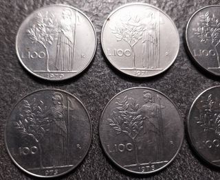 10 Monete da 100 Lire Minerva 1970-1979 Italia