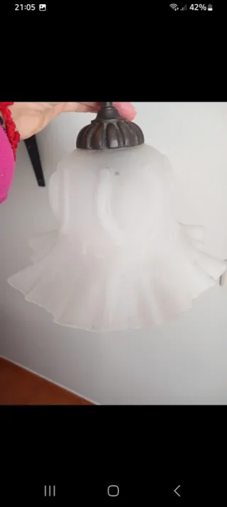 Lámpara de cristal y metal vintage