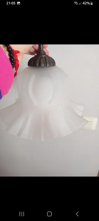 Lámpara de cristal y metal vintage