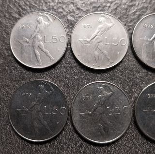 10 Monete da 50 Lire Vulcano 1970-1979 Italia